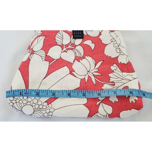 Small Lisa Lill Studio Brown Beige Pink Flower Bag Tote Tie Closure Reversible - Picture 7 of 10